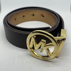 MK Reversible Belt Brown to Bronze Gold